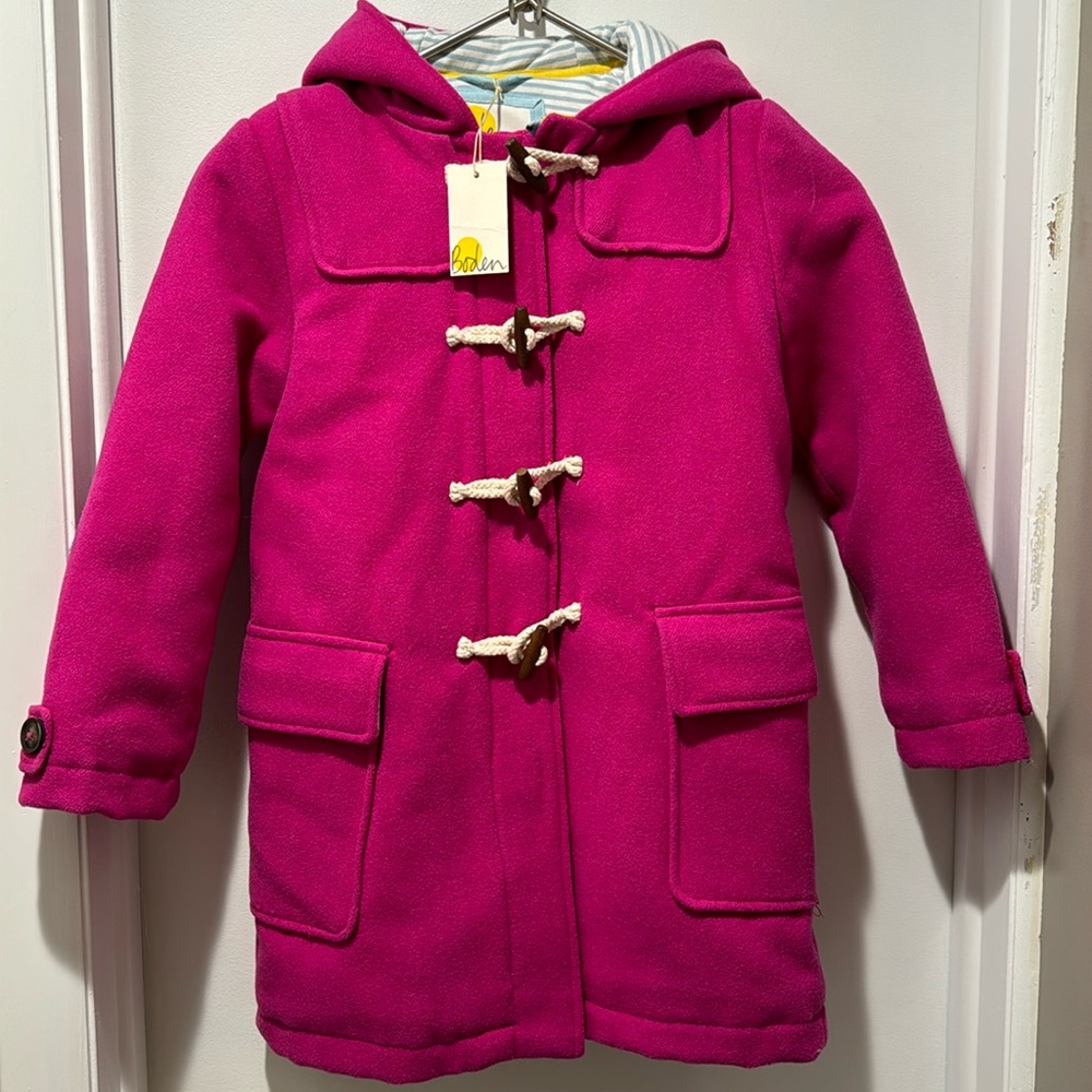 Boden Girl’s Pink Wool Coat, size 7-8 years, never worn (NWT).